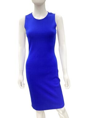 NWT St. John Dress Women’s Size 0 Fine Knit Sleeveless Hour Glass Cobalt Blue